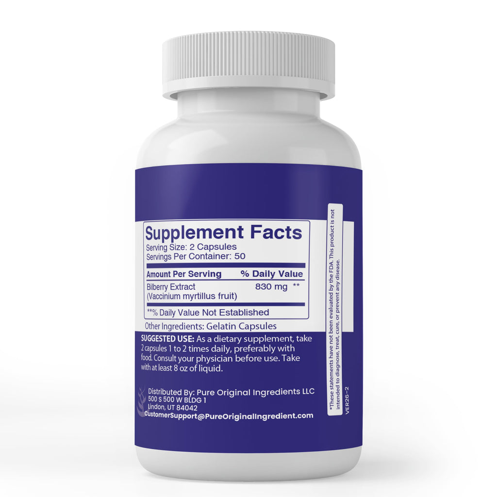 PURE ORIGINAL INGREDIENTS Bilberry Extract - 100 Capsules - image 2