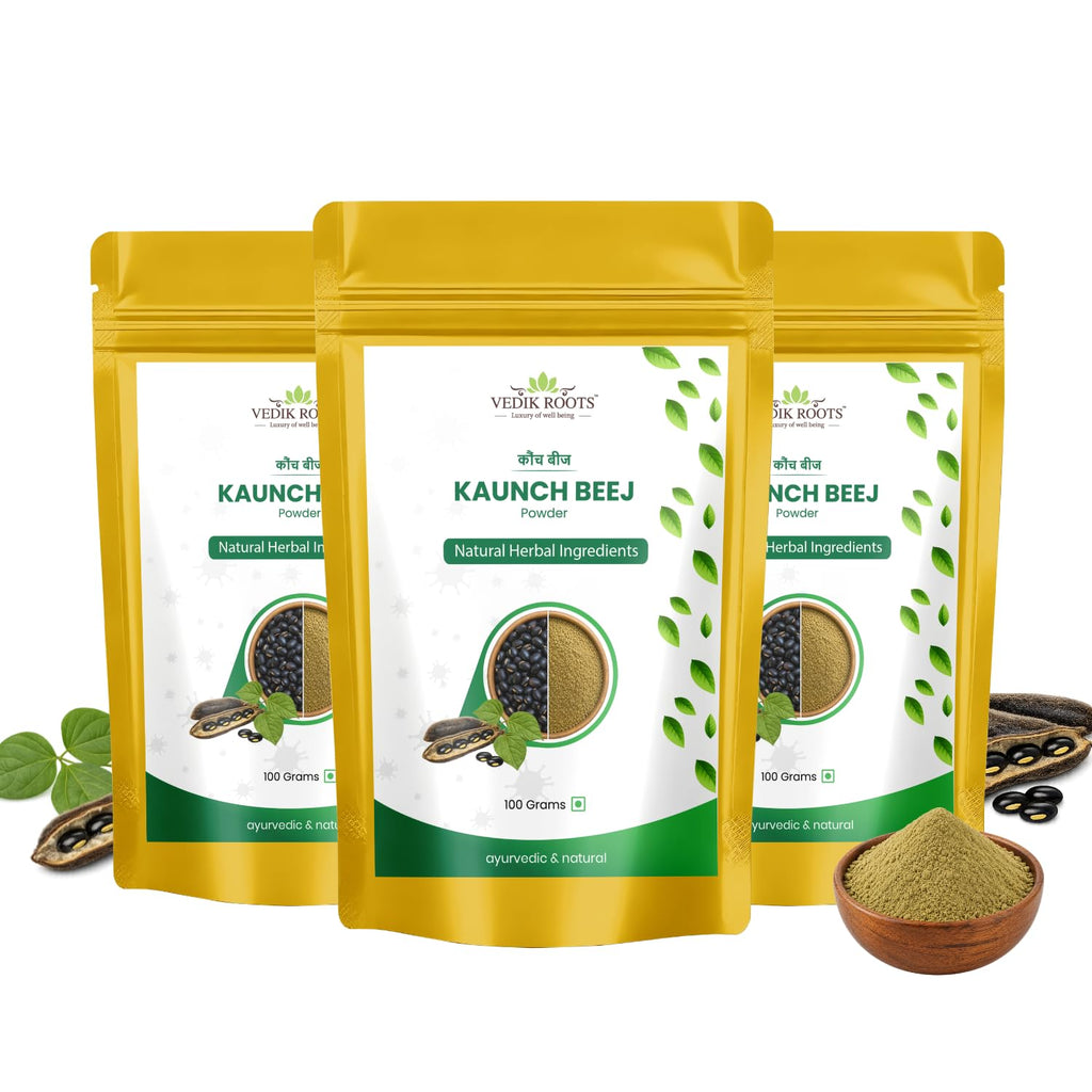 VEDIKROOTS Kaunch Beej Powder Ayurvedic Herb - 3 Pack