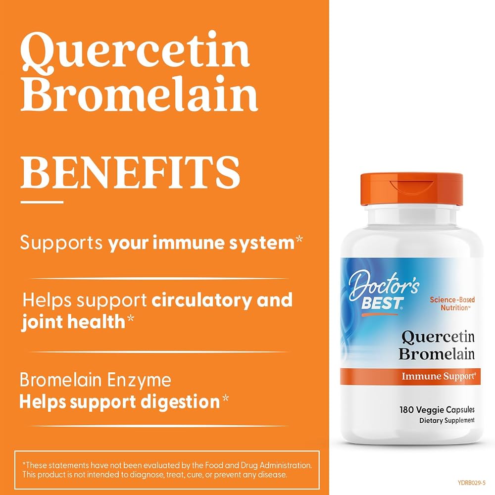 Doctor's Best Quercetin Bromelain Supplement - 180 Vegetarian Capsules - image 3