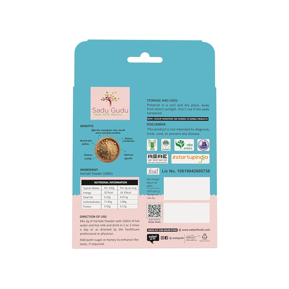 Sadu Gudu Haritaki Powder Digestive Support - 100g - image 3
