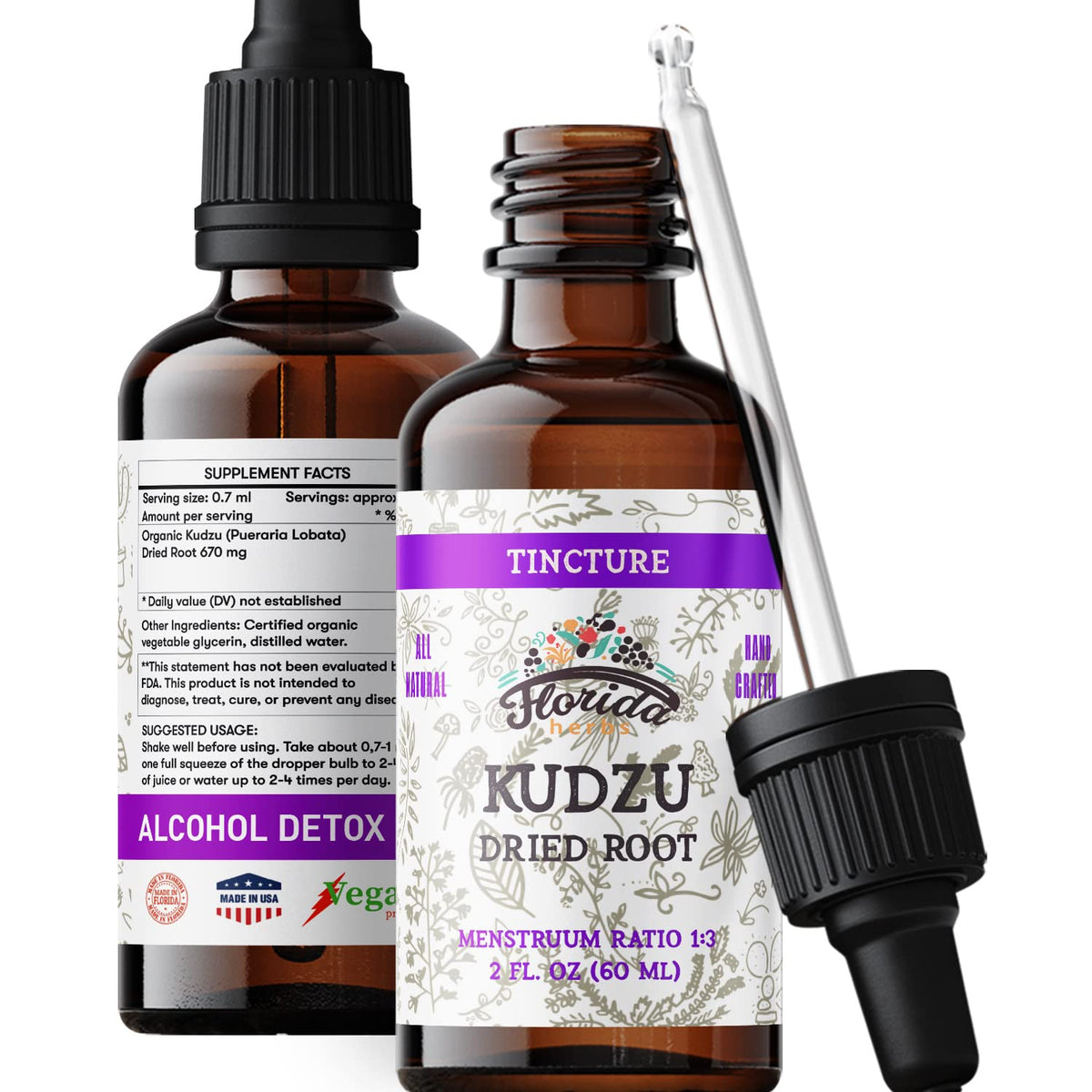 Florida Herbs Kudzu Extract Organic Supplement - 2 fl oz