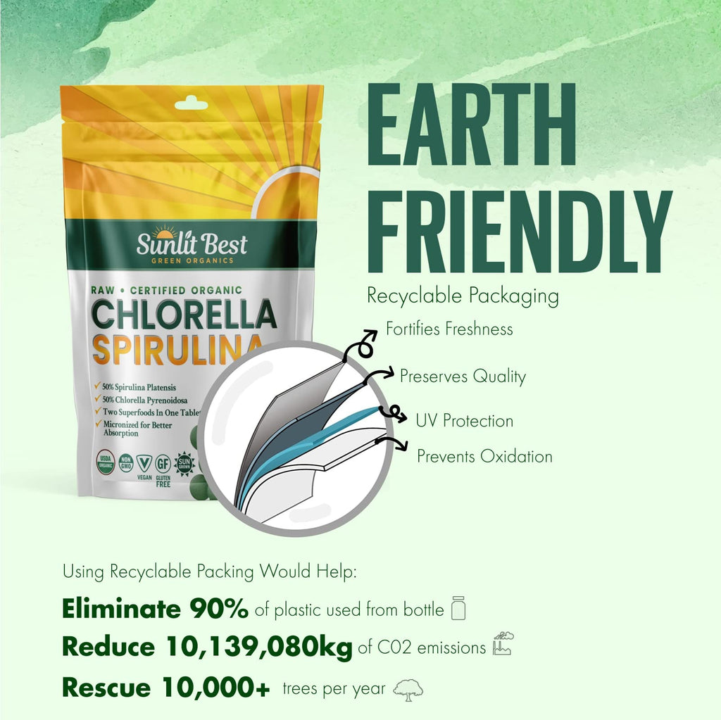 Sunlit Best Organic Chlorella Spirulina Tablets - 1000 Count - image 9