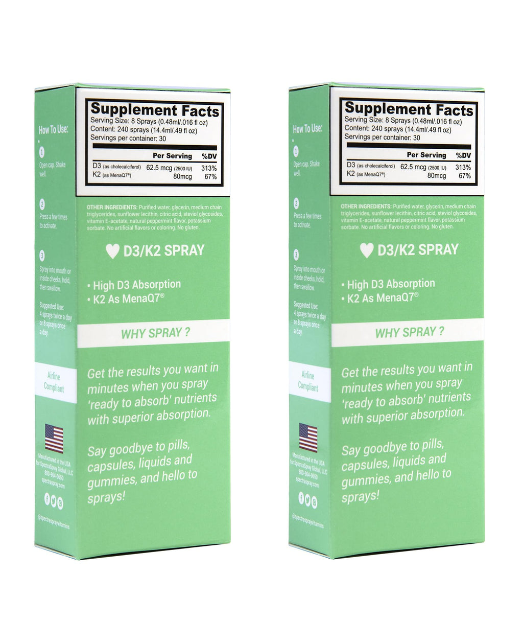 Spectraspray Vitamin D3 + K2 Oral Spray - 60 Day Supply - image 2