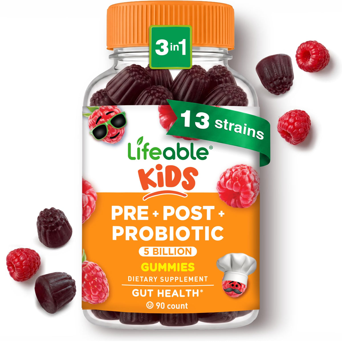 Lifeable Kids Pre Post Probiotic Gummies 5 Billion - 90 Gummies