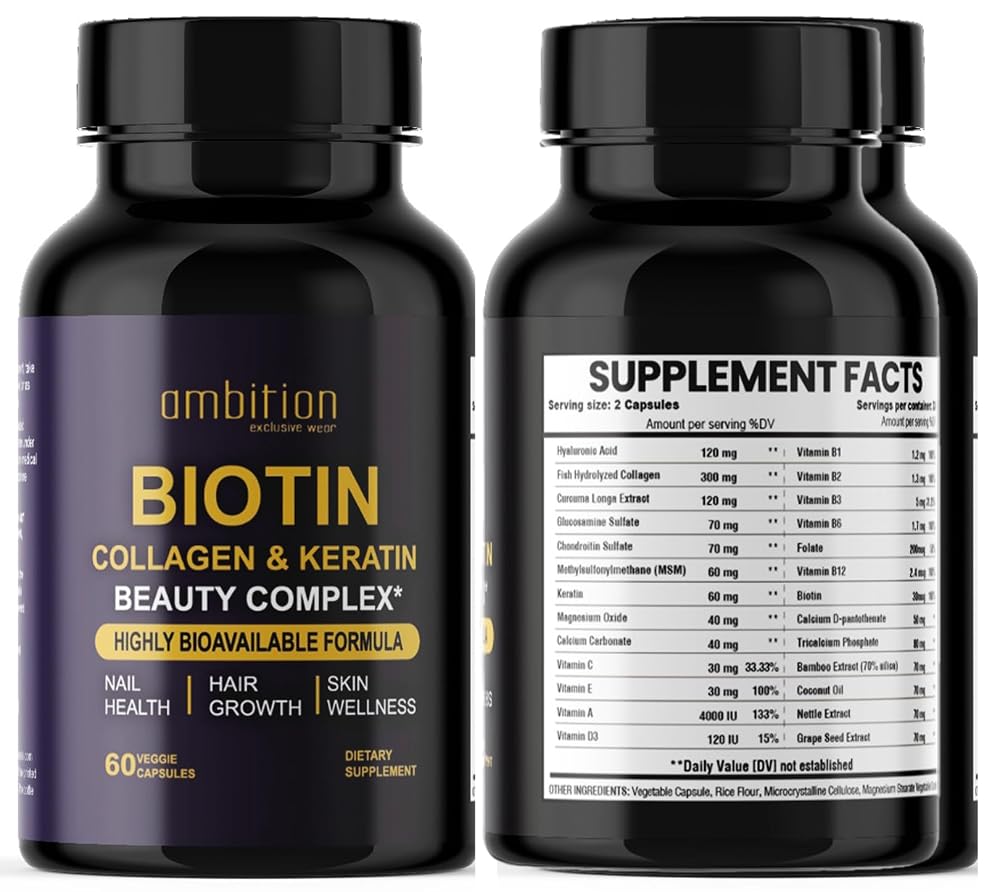 Ambition Hyaluronic Acid Biotin Collagen Beauty Complex - 60 Vegetarian Capsules - image 2