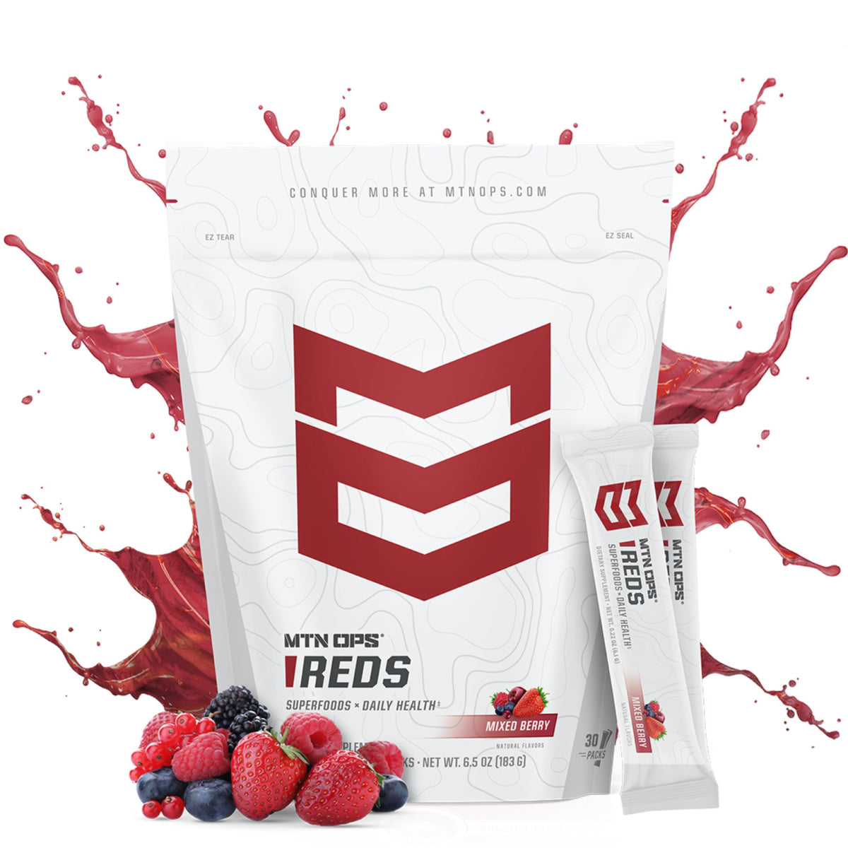 MTN OPS Daily Super Reds Powder Stick Packs Mixed Berry - 30 Packs - image 2