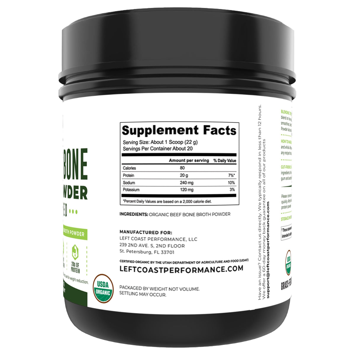 Left Coast Performance Bone Broth Powder