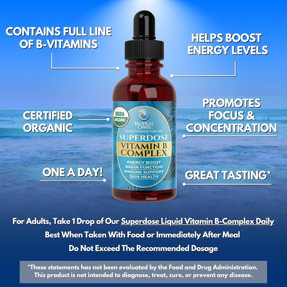Tropical Oasis Vitamin B Complex Liquid Drops Energy Support - 60 Servings - image 4