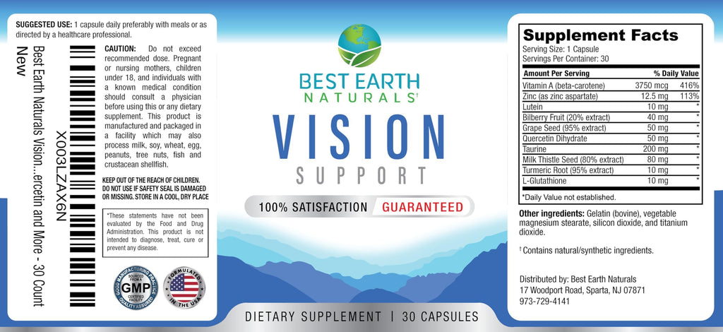 Best Earth Naturals Vision Support Formula with Lutein - 30 Capsules - image 5