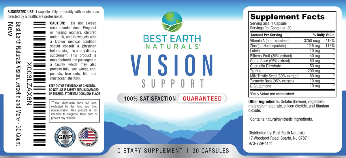 Best Earth Naturals Vision Support Formula with Lutein - 30 Capsules - image 5