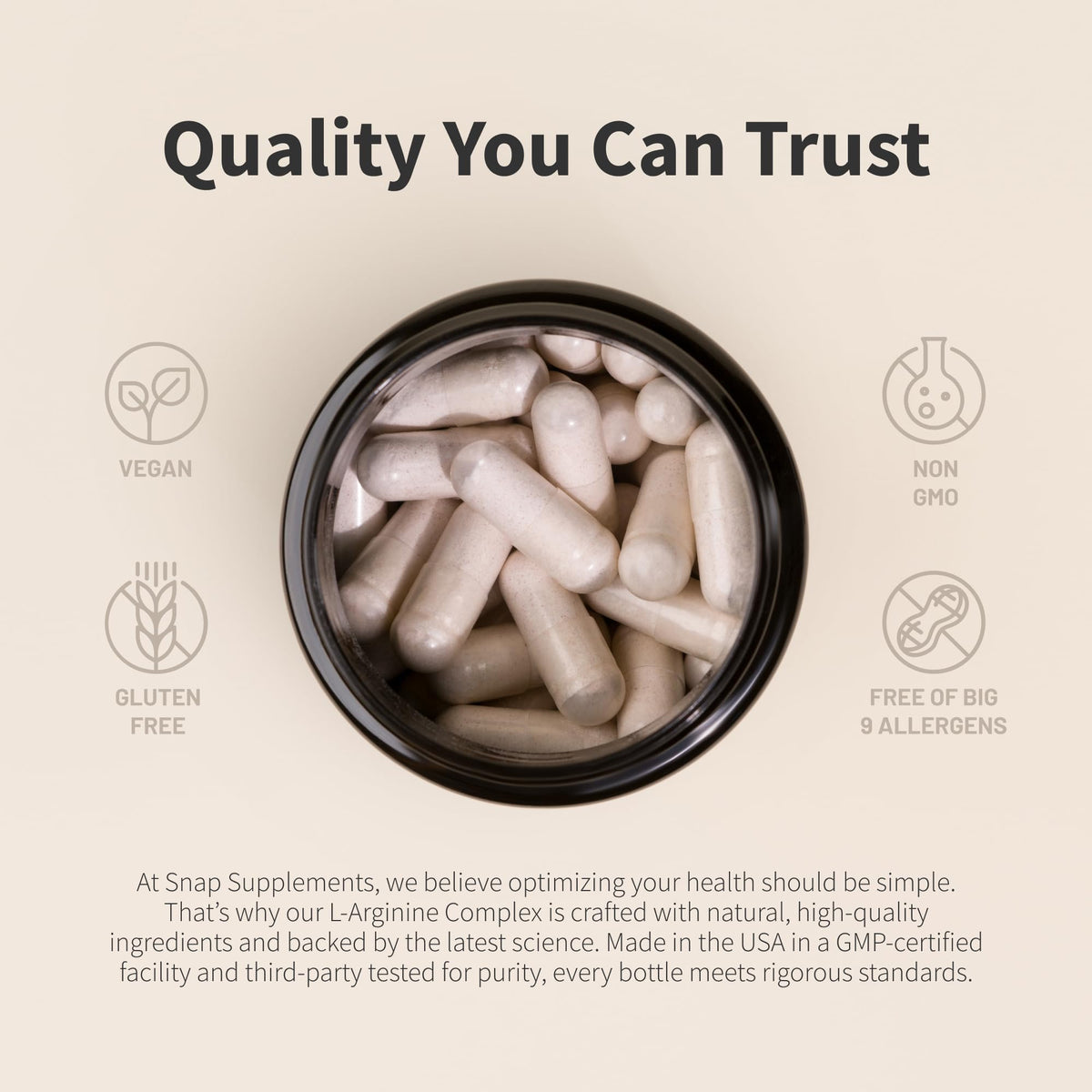Snap Supplements L-Arginine & L-Citrulline Amino Acid - 60 Capsules - image 7