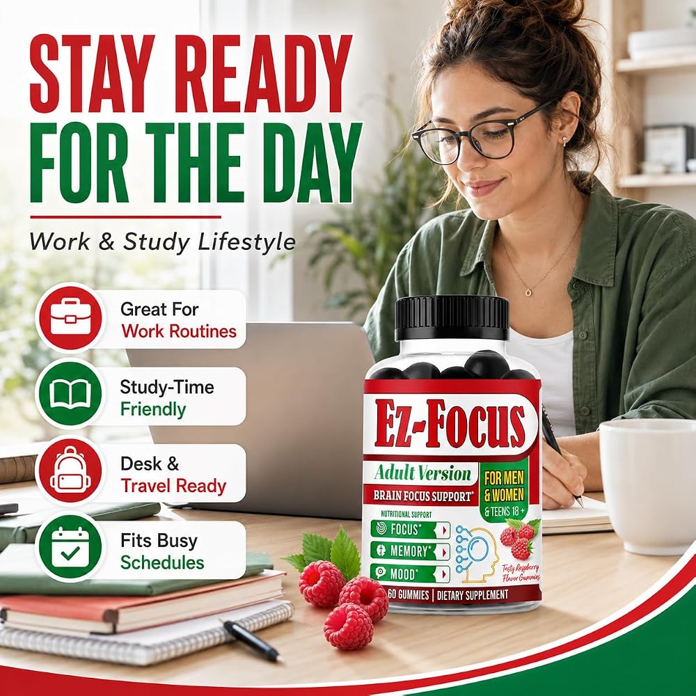 Ez-Focus Lion's Mane Mushroom Gummies for Focus & Memory - 60 Gummies - image 5