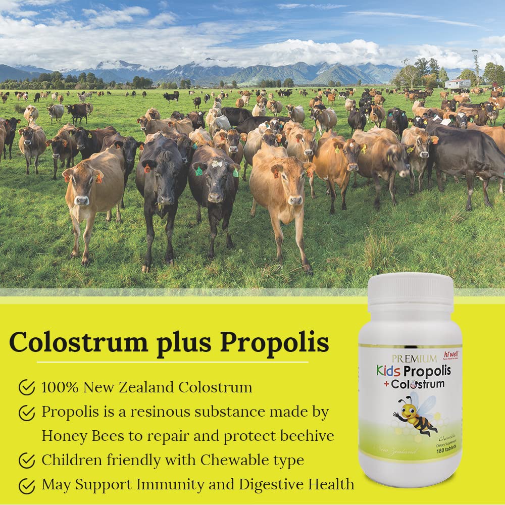 Hi Well Premium Kids Propolis + Colostrum Chewable Tablets - 180 Count - image 3