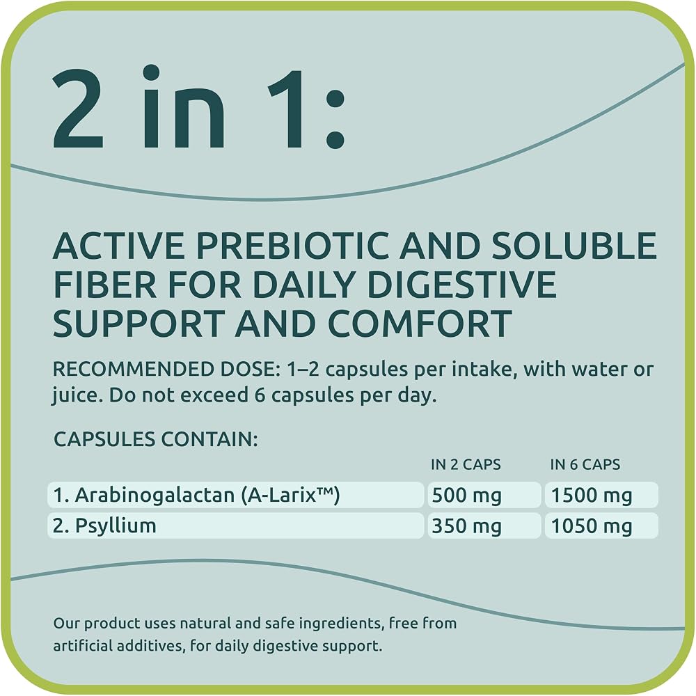 BiotaxX Arabinogalactan + Psyllium Husk Fiber Complex - 60 Capsules - image 3
