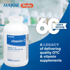MAJOR Vitamin C 500 mg Ascorbic Acid - 1000 Tablets - image 2