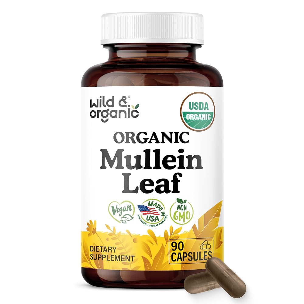 Wild & Organic USDA Organic Mullein Capsules Lung Support - 90 Count