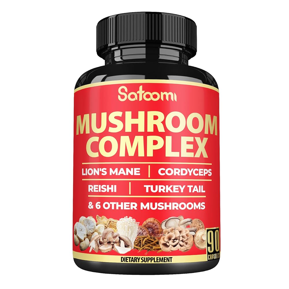 Satoomi Mushroom Complex Supplements Capsules - Blends with Lions Mane