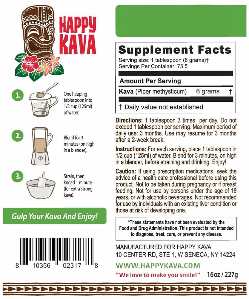 HAPPY KAVA Premium Micronized Kava Root Powder - 16 oz - image 2