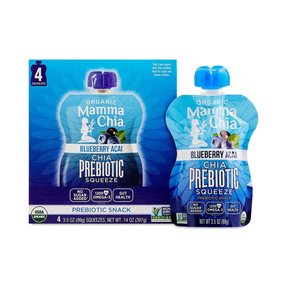 Mamma Chia Organic Prebiotic Squeeze Snack Blueberry Acai - 4 Pack - image 2
