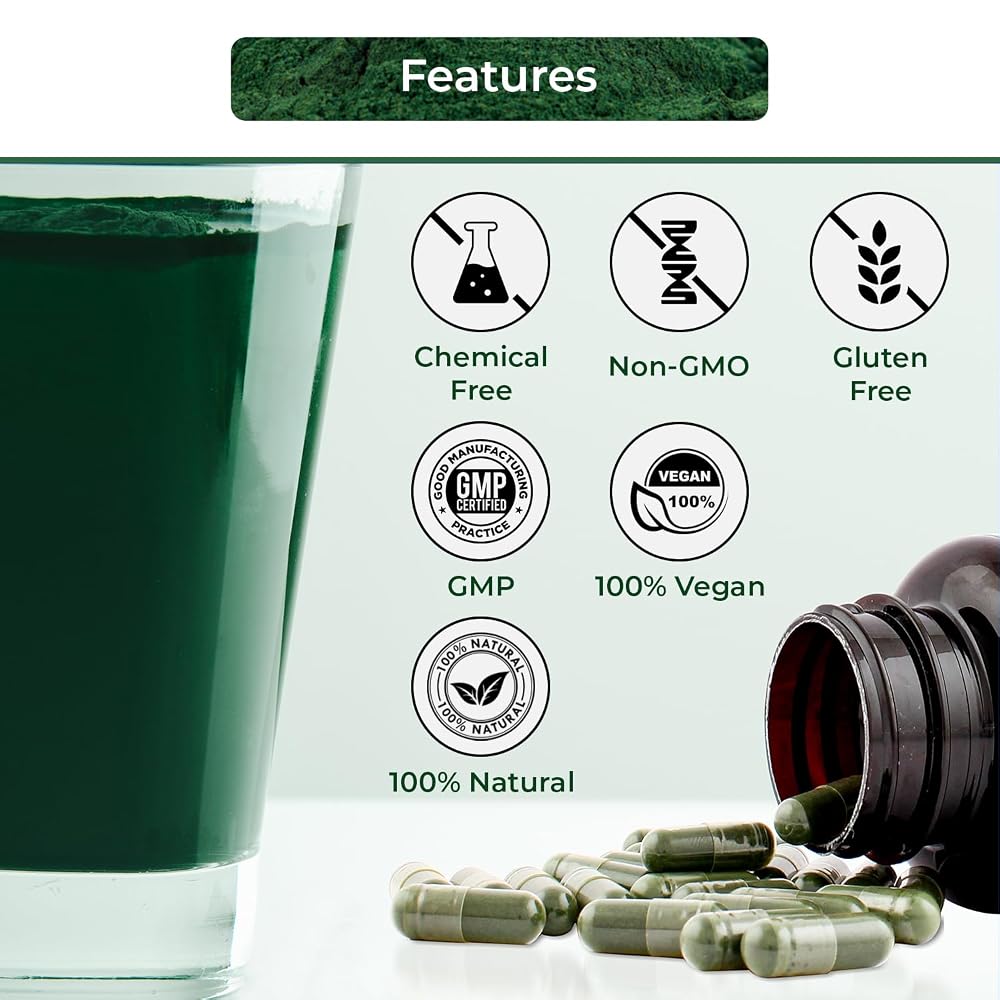 NUTRINPRO Organic Spirulina Capsules - 100% Pure Vegan