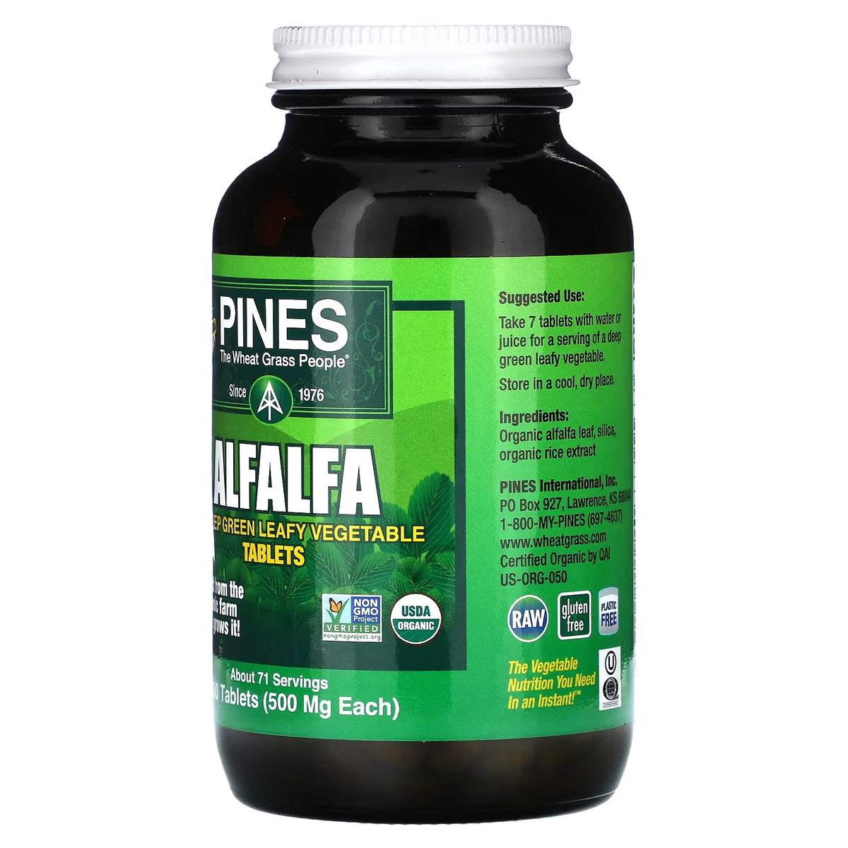 Pines International Organic Alfalfa Tablets - 500 Tablets - image 3