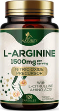 Nature's Nutrition L-Arginine 1000mg Per Serving Supplement