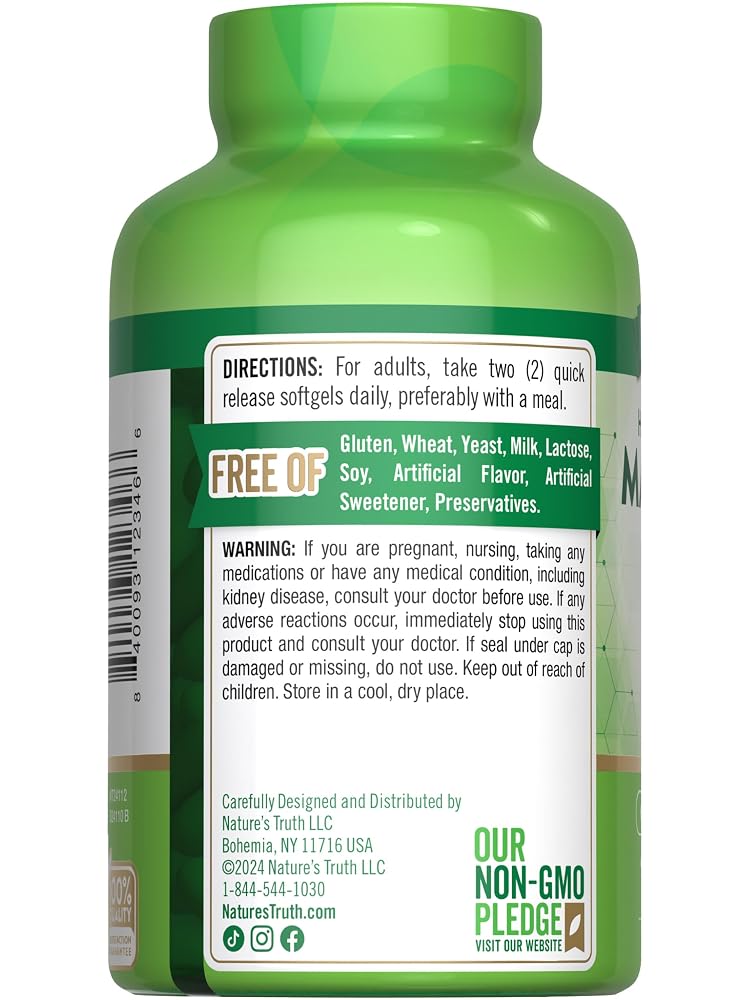 Nature's Truth Magnesium Citrate 250mg - 120 Softgels - image 7
