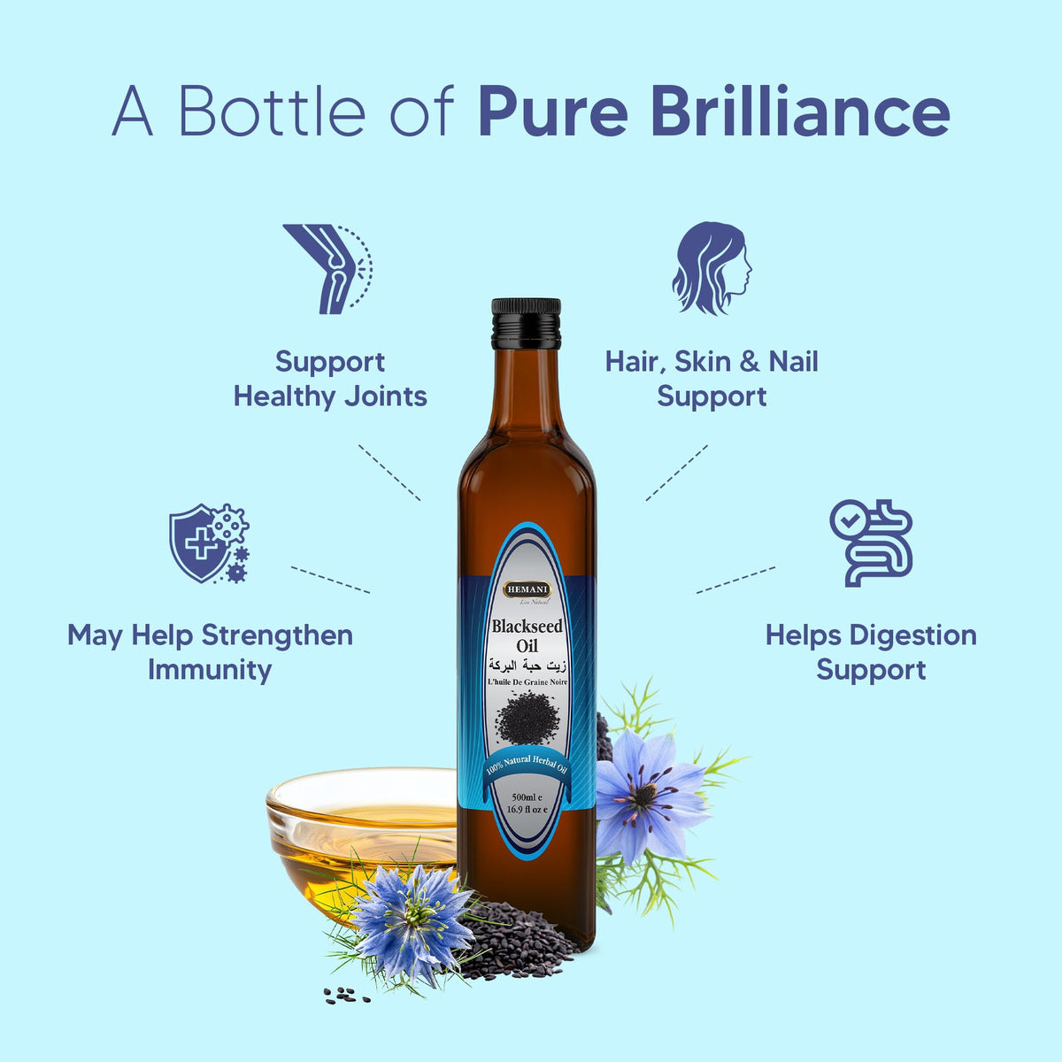 Hemani Black Seed Oil 500mL - Cold-Pressed Nigella Sativa - image 5