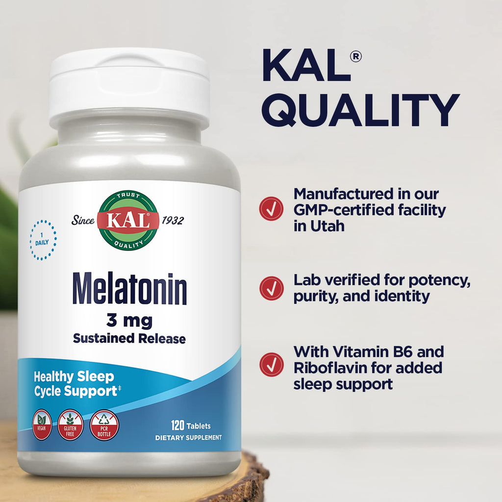 KAL Melatonin 3mg Sleep Support Tablets - 120 Tablets - image 5