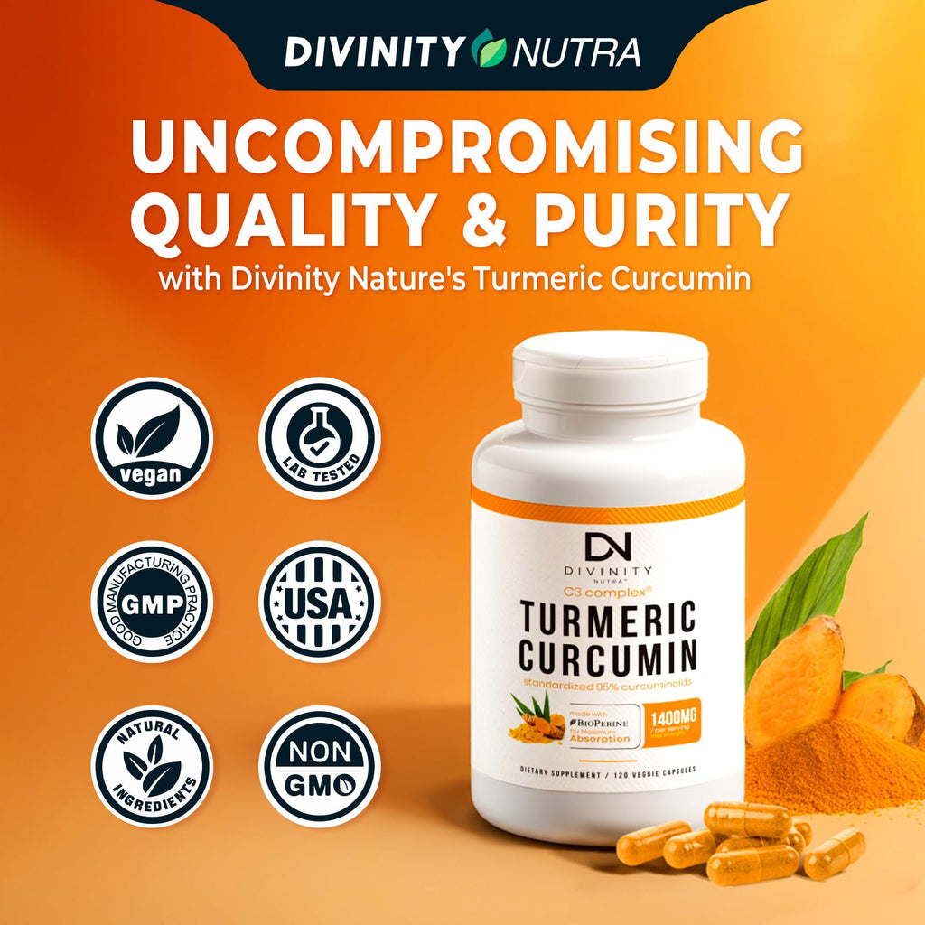 Divinity Nutra Turmeric Curcumin 1400mg Joint Support - 120 Capsules - image 3