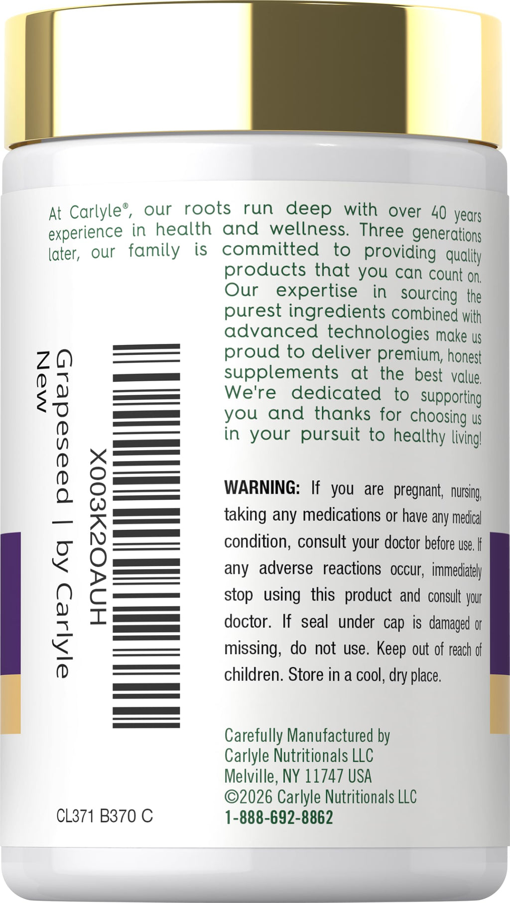 Carlyle Grape Seed Extract - 120 Capsules - image 3
