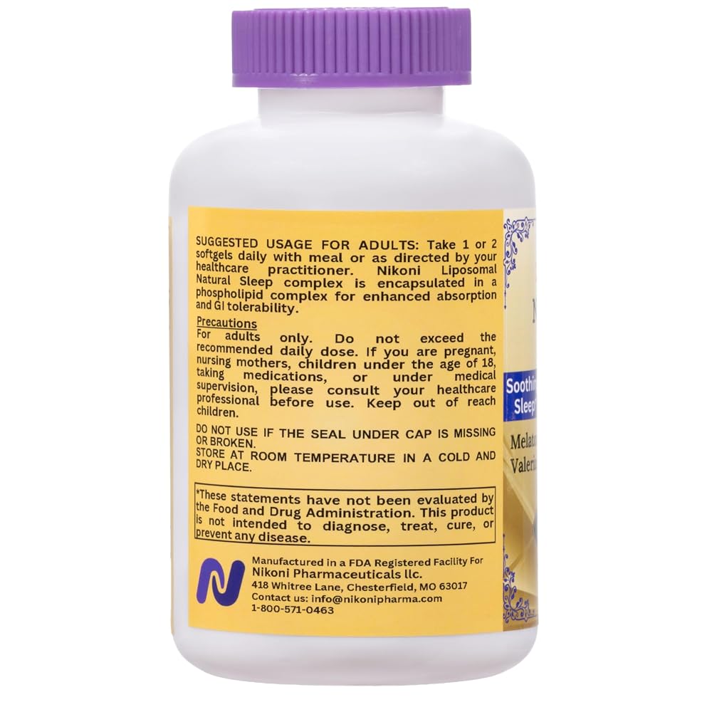 Nikoni Liposomal Natural Sleep Aid Supplement - 300 Softgels - image 3