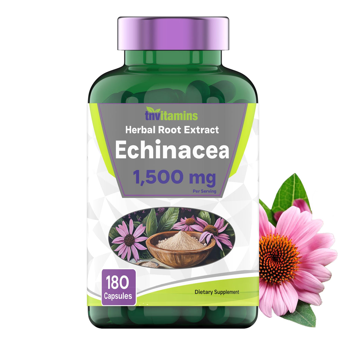 tnvitamins Echinacea Purpurea Capsules Immune Support - 180 Capsules