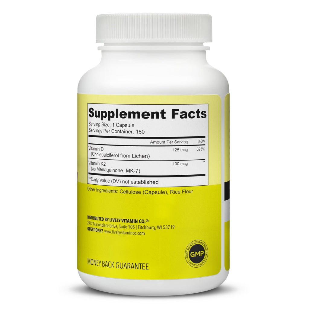 LIVELY VITAMIN CO. Solar Power Vitamin D3 - Patented Vitamin K - MK7