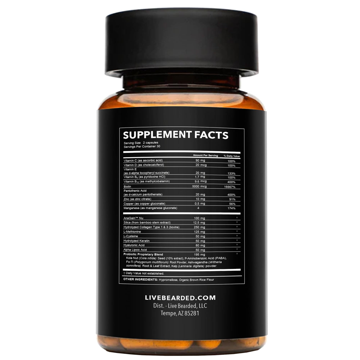 Live Bearded Beard Boost - Beard Growth Vitamins for Men with Biotin