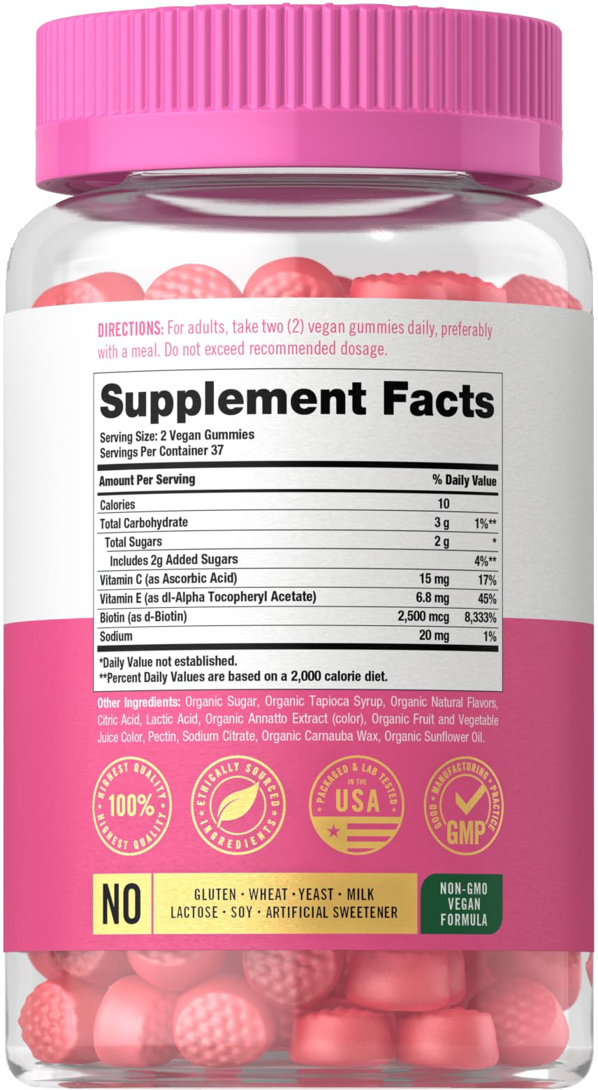 Carlyle Hair Skin and Nails with Biotin 2500mcg - 75 Gummies - image 2