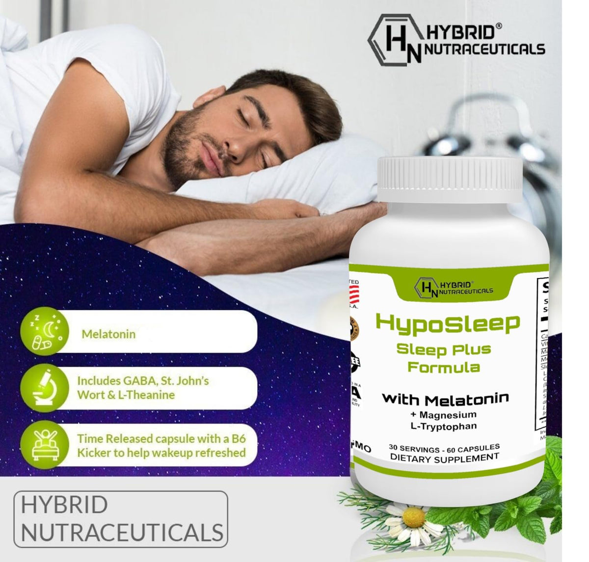 Hybrid Nutraceuticals HypoSleep 10mg Melatonin Sleep Aid - 60 Capsules - image 5