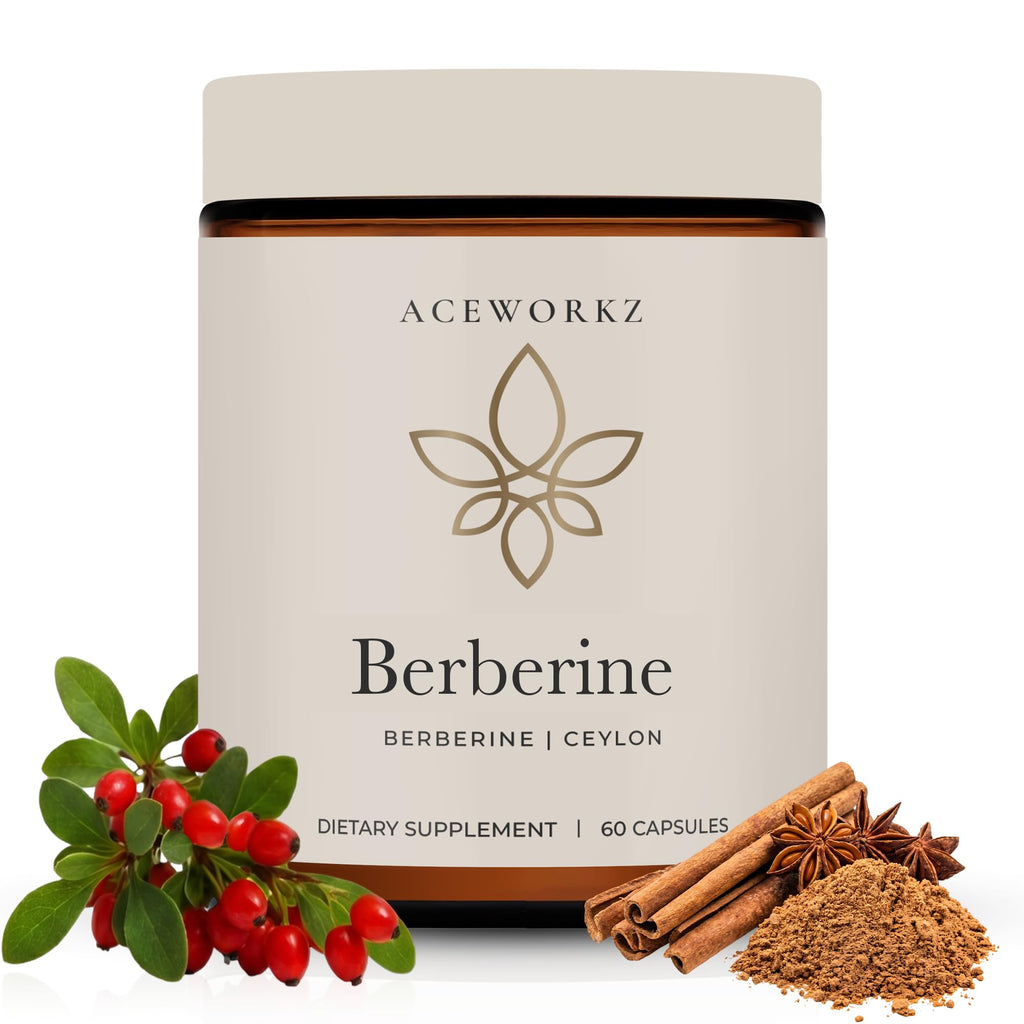 ACEWORKZ Organic Berberine HCL 1200mg with Ceylon Cinnamon - 60 Capsules