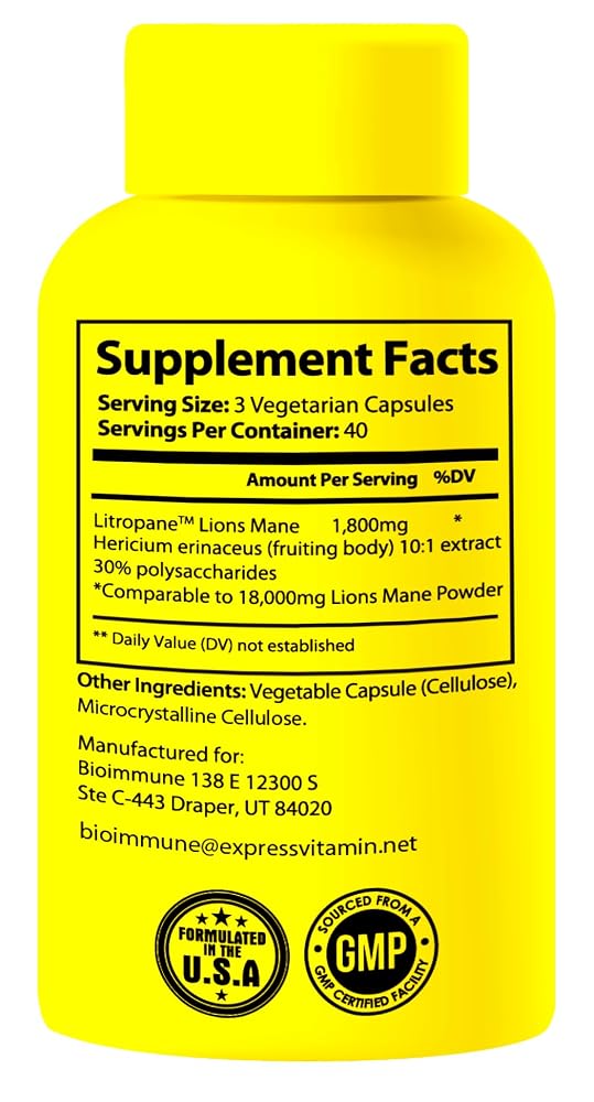 BioImmune Organic Lion's Mane Supplement Brain Support - 120 Capsules - image 5