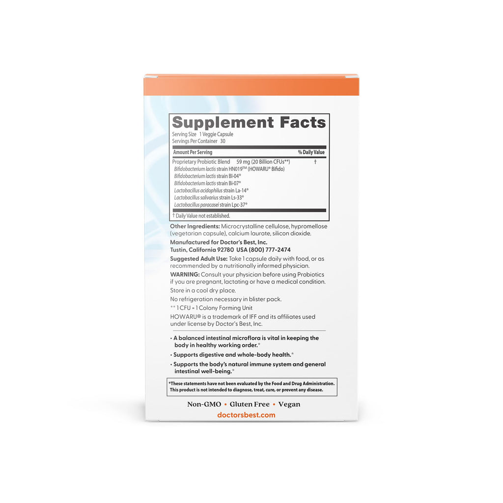 Doctor's BEST Digestive Probiotic Capsules - 30 Vegetarian Capsules - image 2