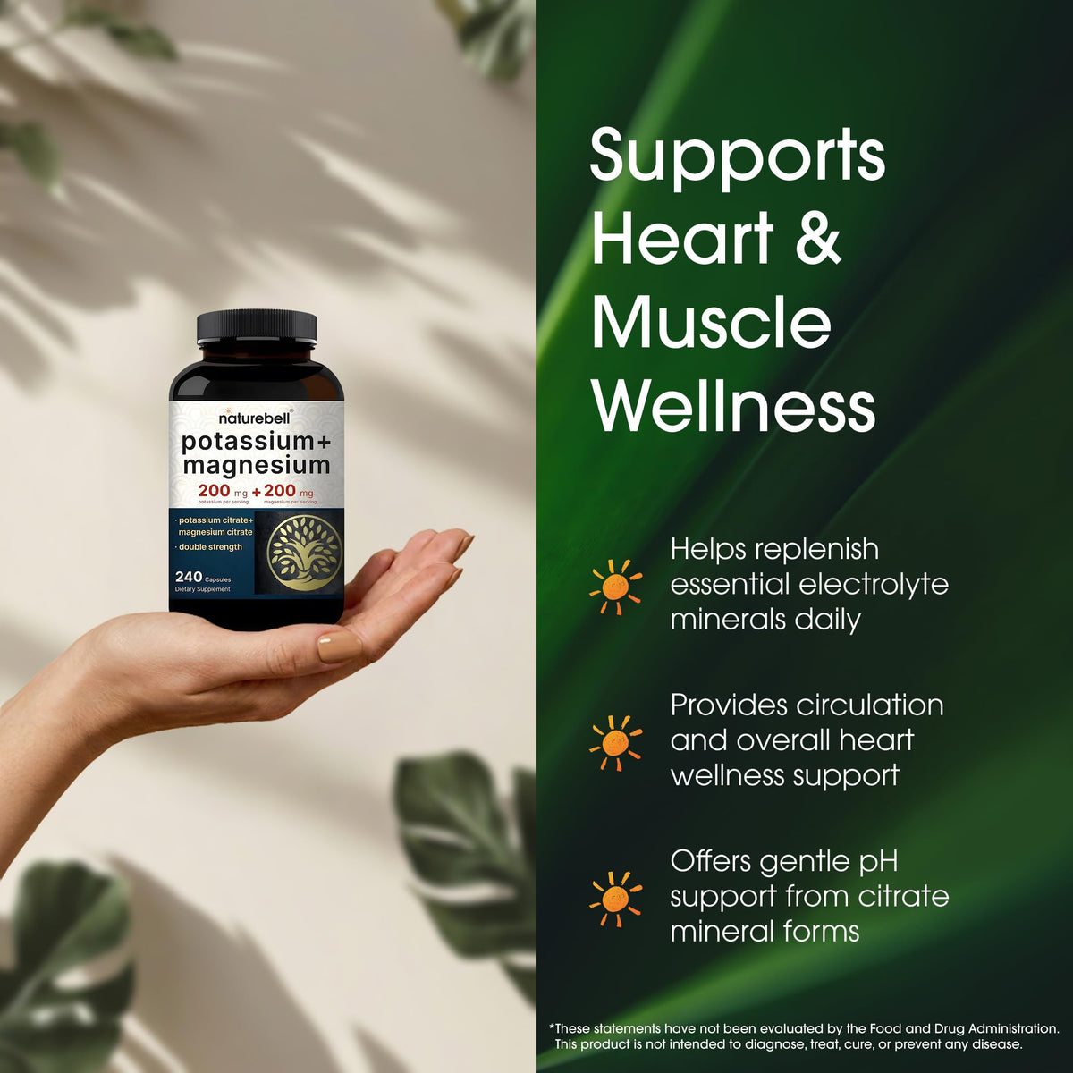 NatureBell Potassium Magnesium Electrolyte Support - 240 Capsules - image 4