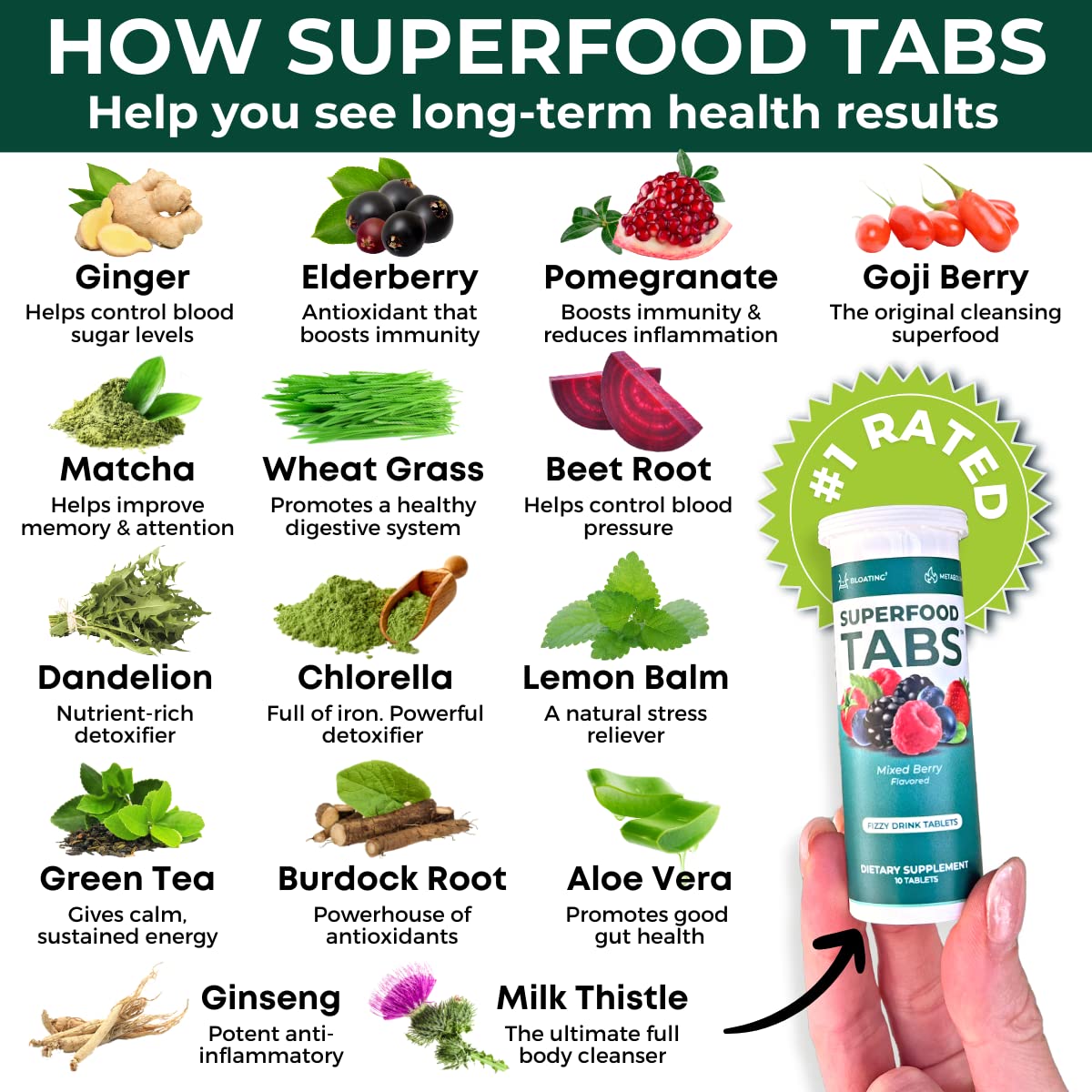 Superfood Tabs Effervescent Drink Tablets Mixed Berry - 30 Count - image 2