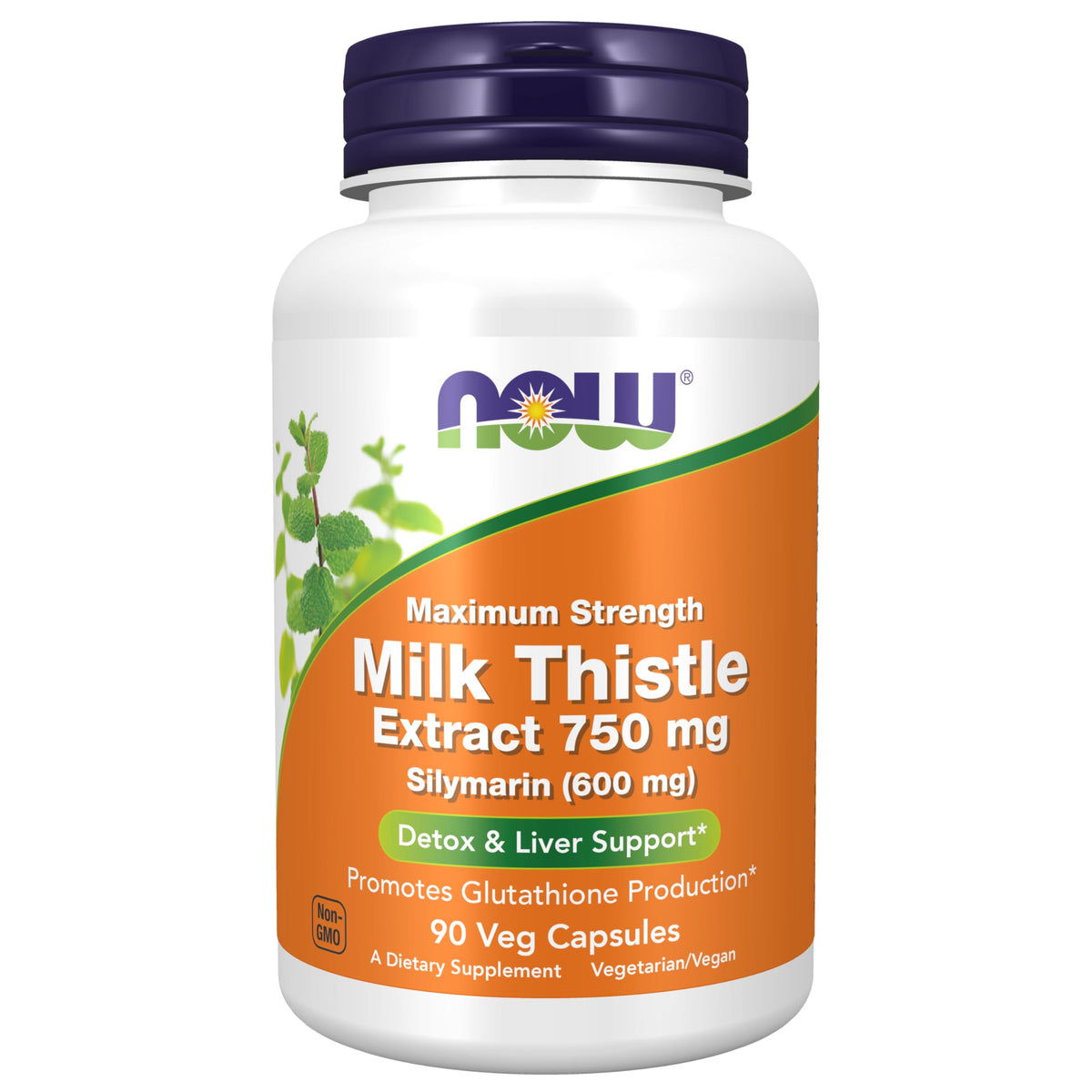 NOW Milk Thistle Extract 750 mg Liver Support - 90 Vegetarian Capsules