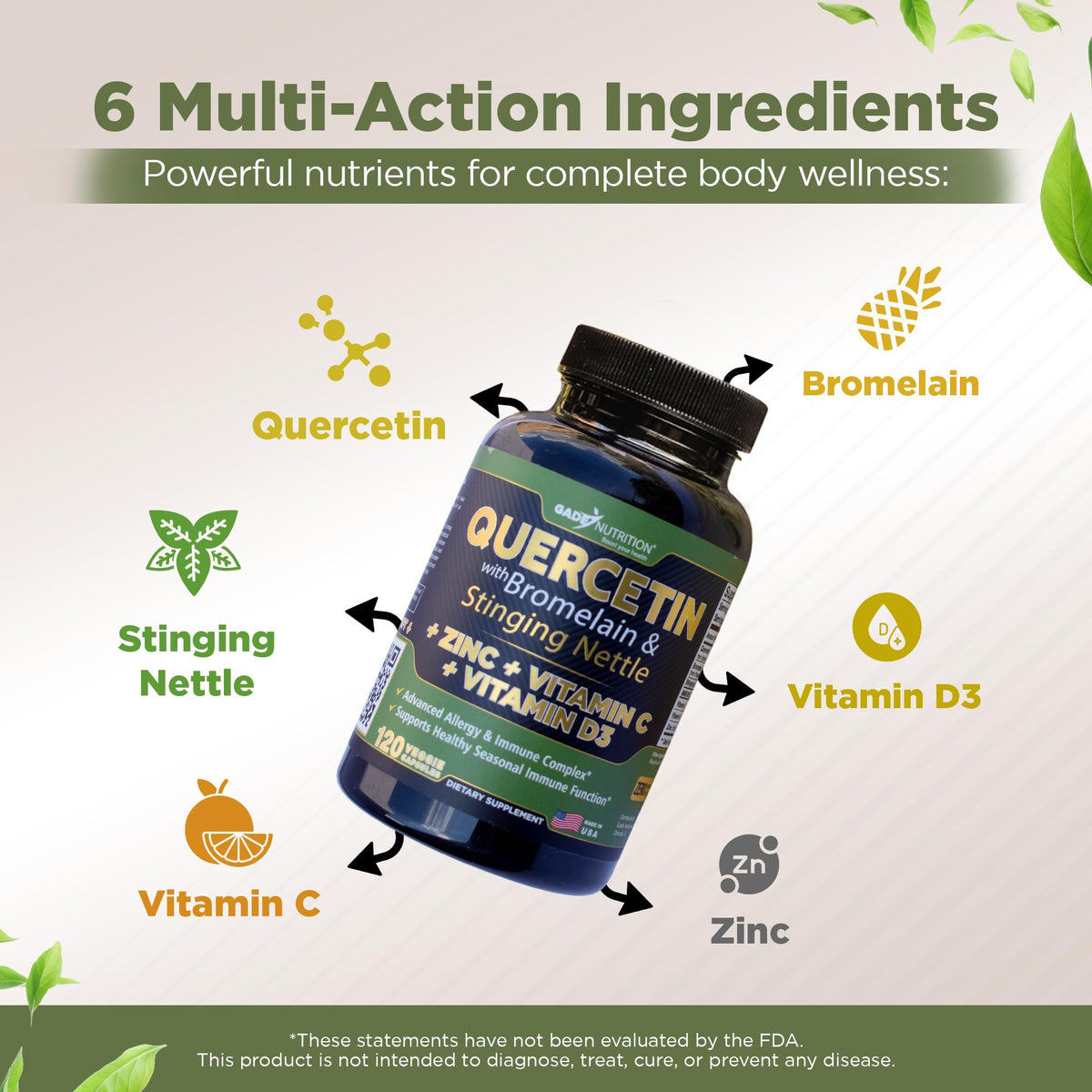 GADE NUTRITION BOOST YOUR HEALTH Quercetin with Vitamin C and Zinc