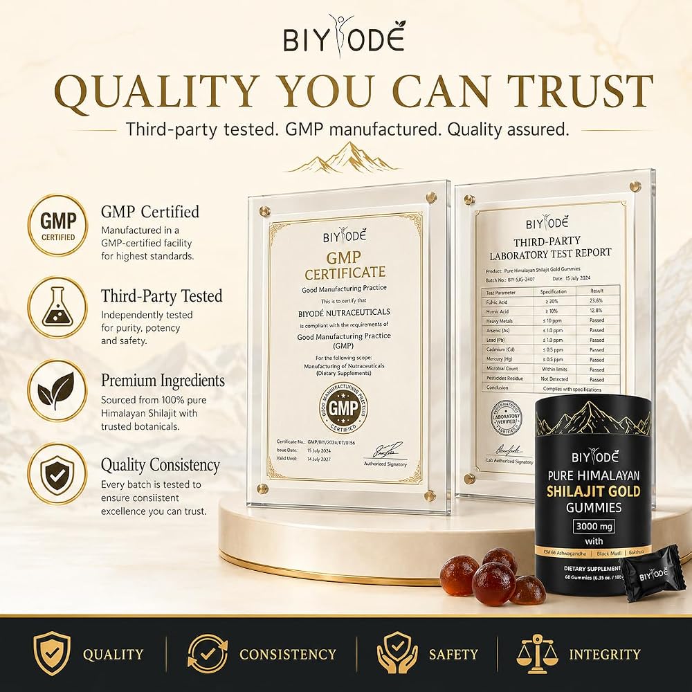 BIYODE Pure Himalayan Shilajit Gummies: Rich in Ashwagandha