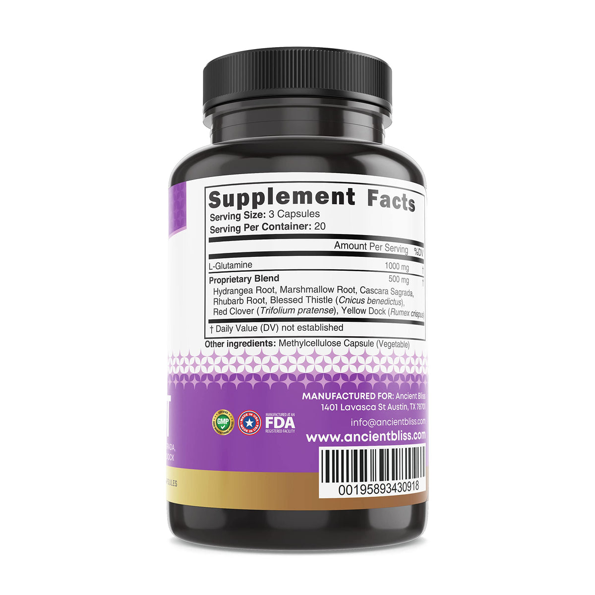Ancient Bliss L-Glutamine Capsules for Gut Support - 60 Capsules - image 6