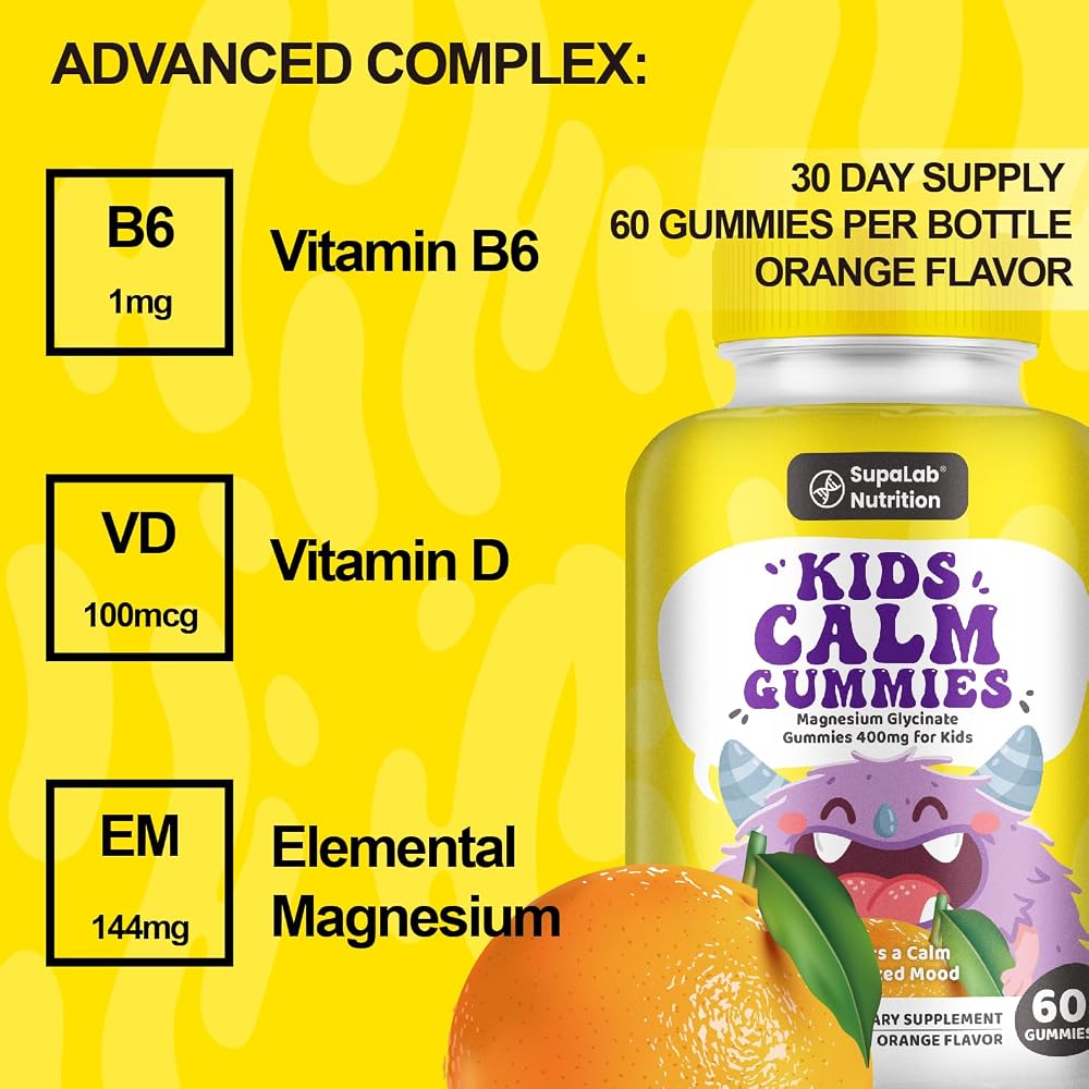 MEGNETA Kids Calm Magnesium Gummies Orange Flavor - 60 Count - image 4