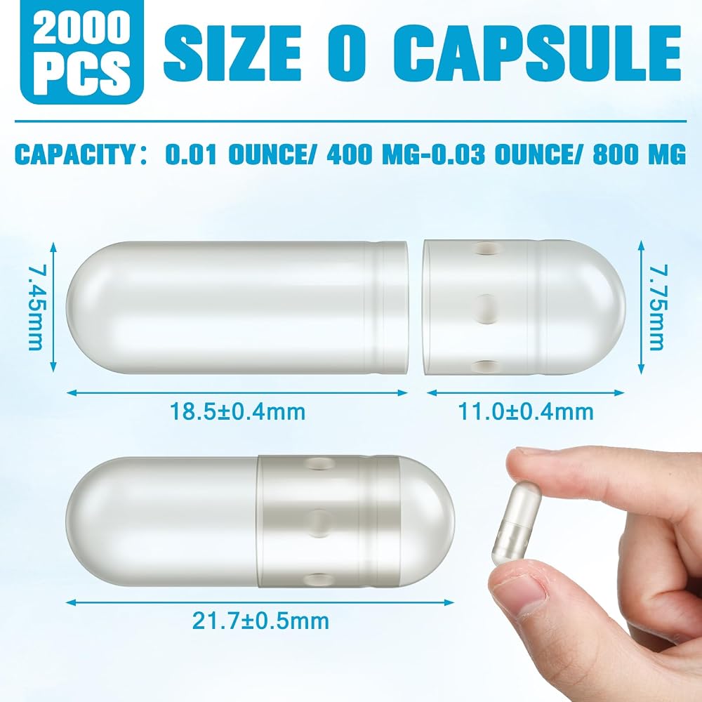 Timgle Size 0 Empty Capsules with Filling Kit - 2000 Count - image 2