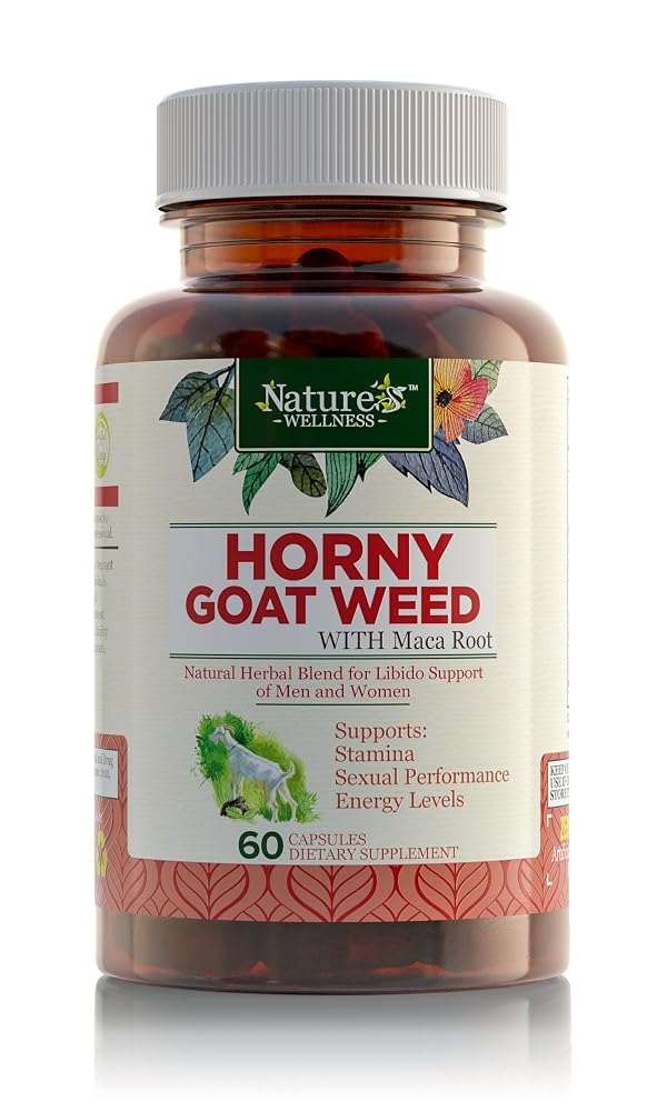 Natures Wellness Horny Goat Weed Extract with Maca & Tribulus - 60 Capsules
