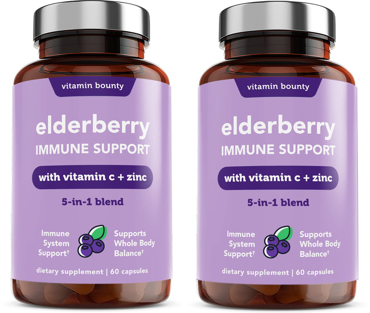 Vitamin Bounty Elderberry Immune Support with Zinc & Vitamin C - 120 Capsules